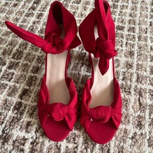 Loeffler Randall red peep-toe pumps, Size 7.5